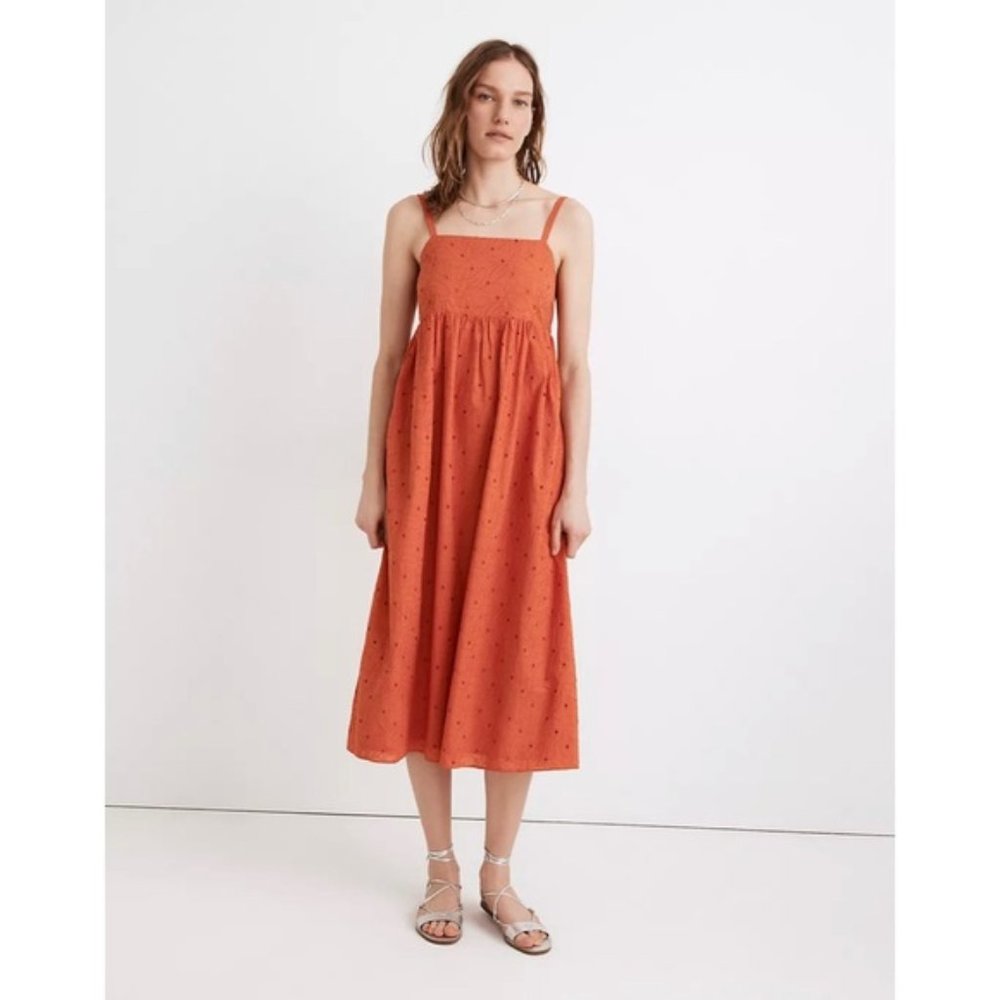 Madewell Eyelet Summertime Cami Midi Dress - Rusted Clay Color - Size Medium